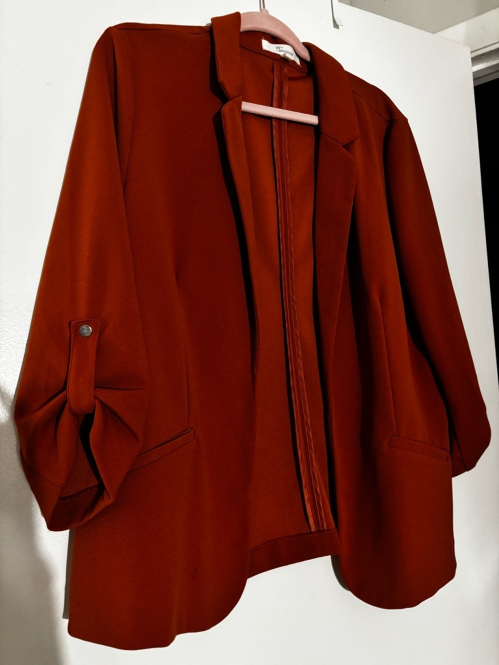 Women's Rust Red Open-Front Blazer Jacket